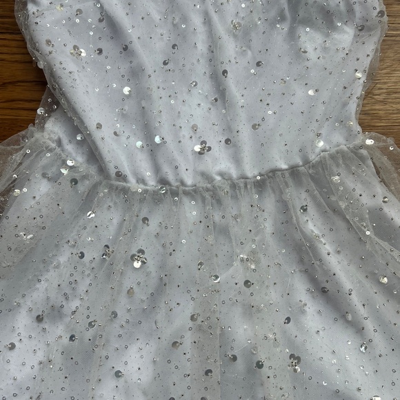 Lucy in the Sky White w Sequin Overlay Mini Dress | Size M | Sparkly Party Dress - Picture 2 of 10